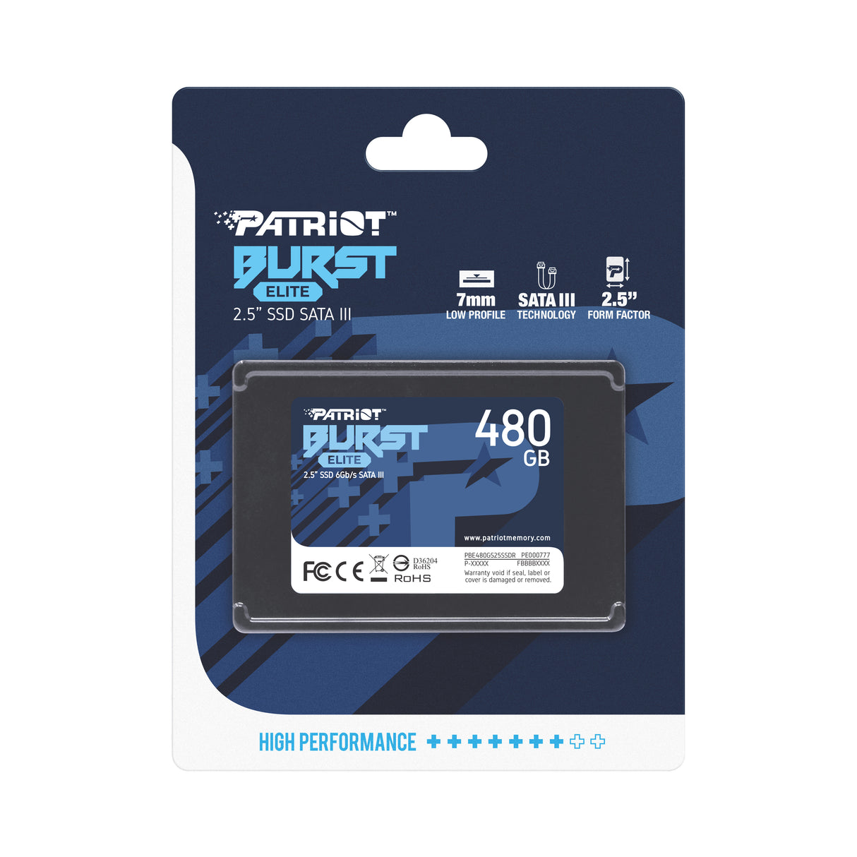 Patriot Memory Burst Elite 480 GB 2.5" Serial ATA III, 450 MB/s, 6 Gbit/s
