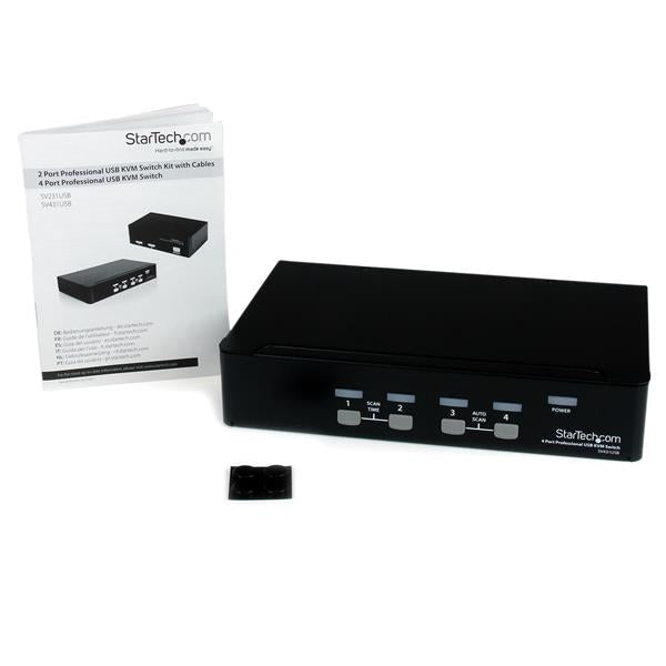 StarTech.com Conmutador Switch Profesional KVM 4 Puertos Vídeo VGA - USB - Hasta 1920x1440 interruptores kvm 4 USB USB VGA