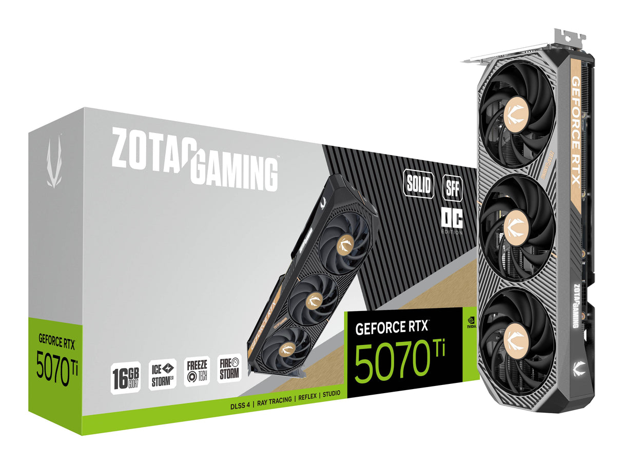 Zotac GAMING GeForce RTX 5070 Ti SOLID SFF OC NVIDIA 16 GB GDDR7, 256 Bit, 7680 x 4320 Pixeles, PCI Express x16 5.0