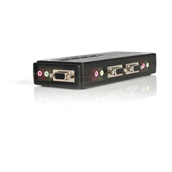 StarTech.com Juego de Conmutador Switch KVM 4 Puertos Vídeo VGA USB 2.0 con Cables y Audio interruptores kvm 4 USB VGA 5