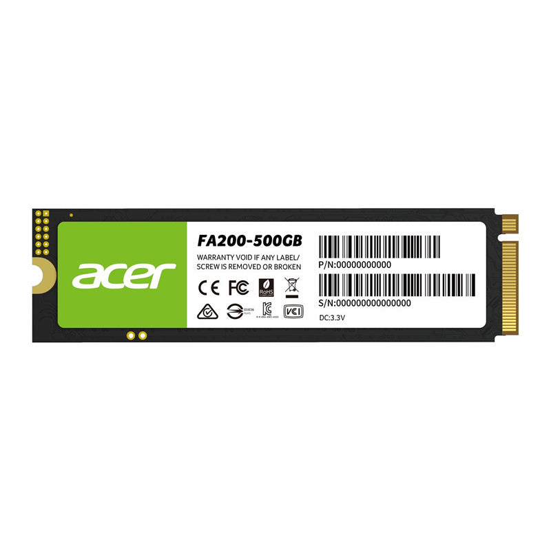 SSD Acer FA200 500GB M.2 NVMe Gen4 7200MB/s, PCIe 4.0 x4, 3D NAND, 2280 Form Factor