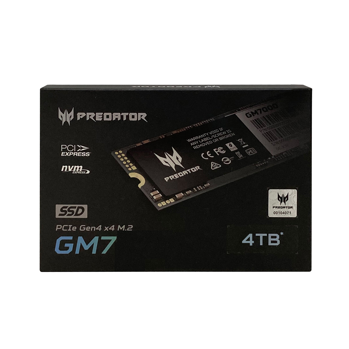 SSD Predator GM7 4TB M.2 NVMe Gen4x4 7200MB/s, PCIe 4.0 x4, 2280 Form Factor