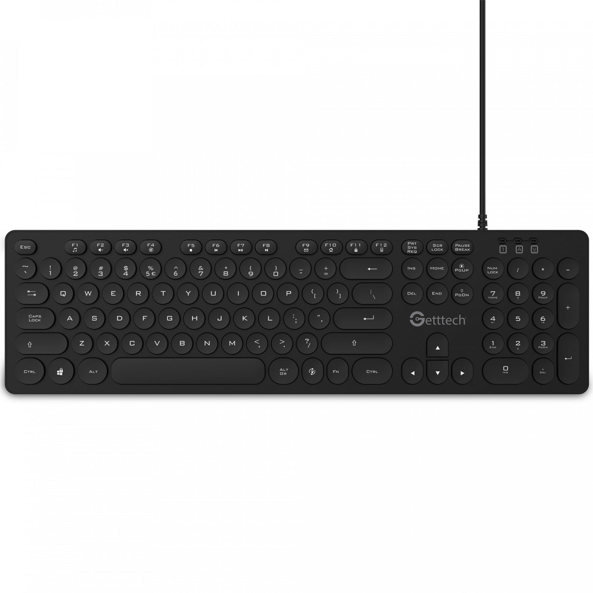 Getttech GTI-28201G teclado Hogar USB Gris, Tamaño completo (100%), Alámbrico, Interruptor de membrana