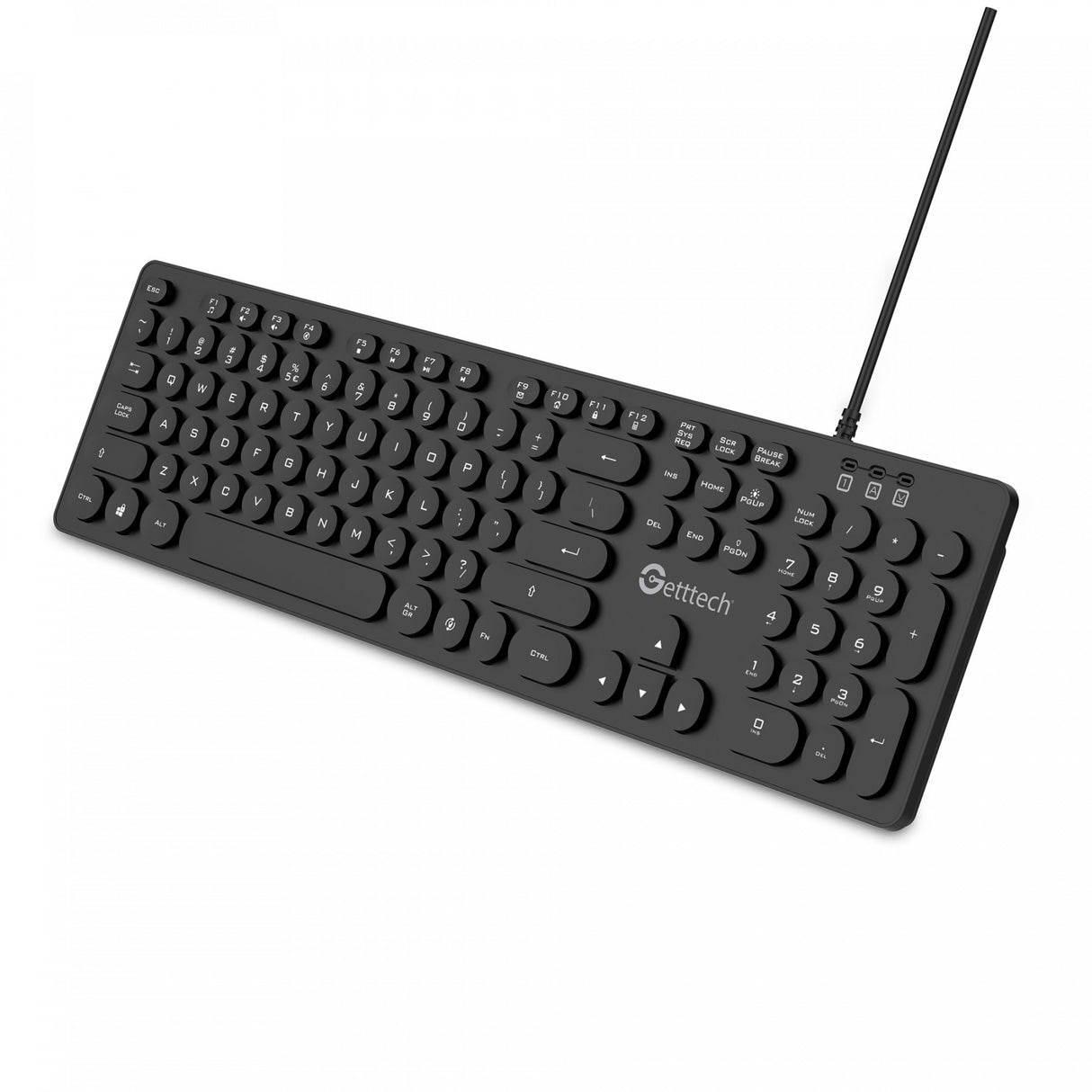 Getttech GTI-28201G teclado Hogar USB Gris, Tamaño completo (100%), Alámbrico, Interruptor de membrana