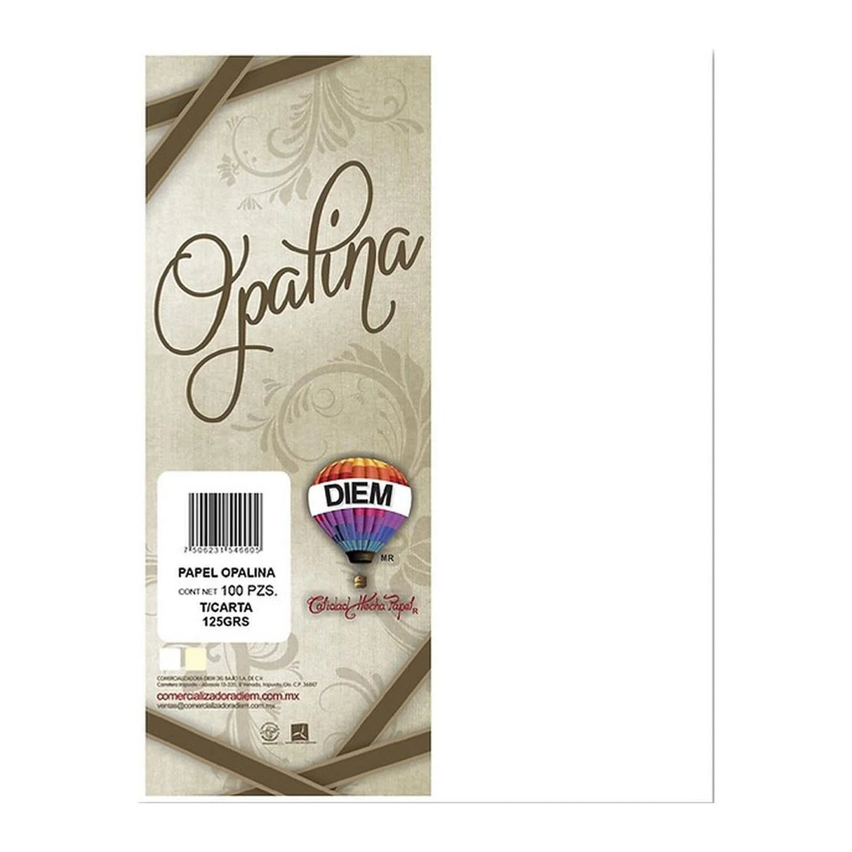 DIEM Papel Opalina Blanco T/C 100 Hojas POBTCC100, Ideal Para Impresión