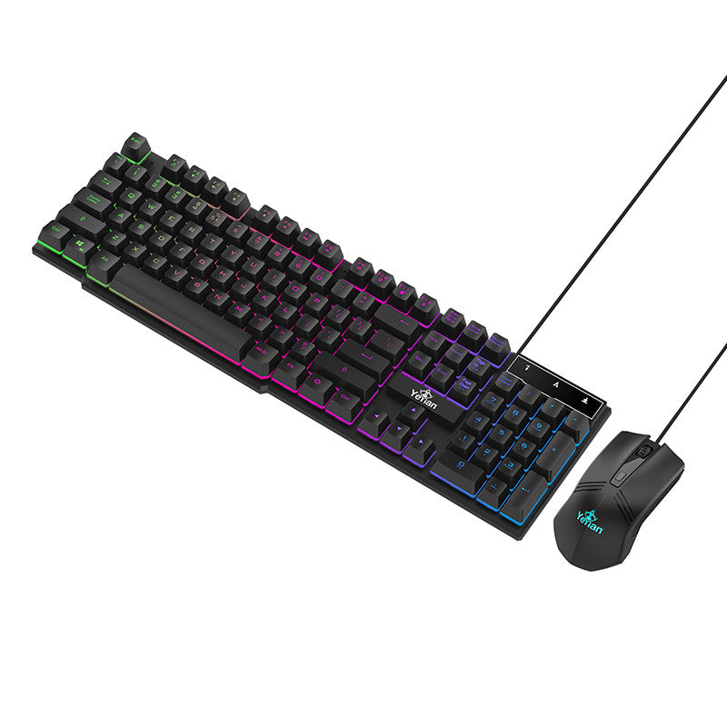 Yeyian YKP-20704 teclado Ratón incluido Juego USB QWERTY Inglés de EE.UU. Negro, Alámbrico, Interruptor de membrana, LED