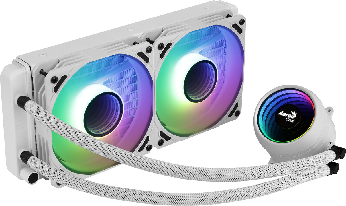 Aerocool MIRAGEL240W Refrigeración Líquida CPU 2xVentilador 12cm ARGB TDP 400W Blanco sistemas de refrigeración para ordenadores Procesador 72,2 cfm 1,62 mmH2O 20,2 dB