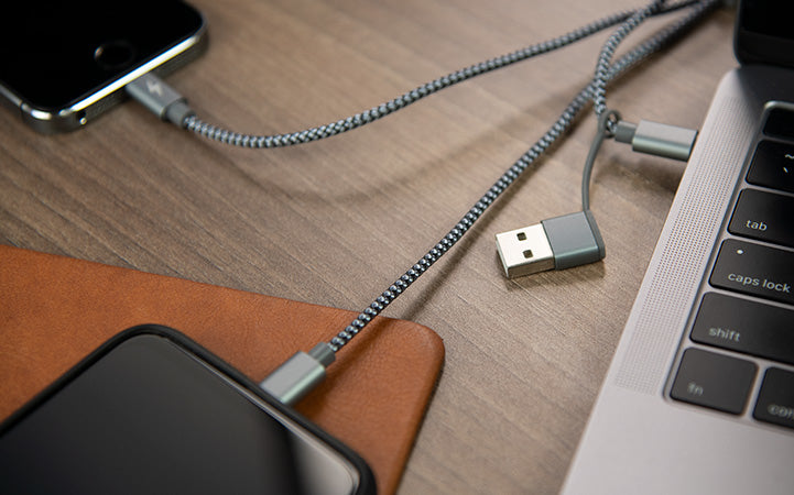 Xtech XTC-560 cable USB 1,2 m USB A/USB C USB C/Micro USB A/Lightning Gris