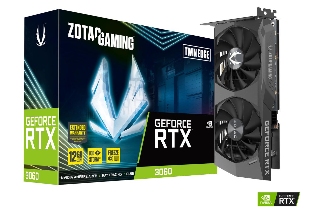 Zotac GAMING GeForce RTX 3060 Twin Edge NVIDIA 12 GB GDDR6, 192 Bit, 7680 x 4320 Pixeles, PCI Express x16 4.0