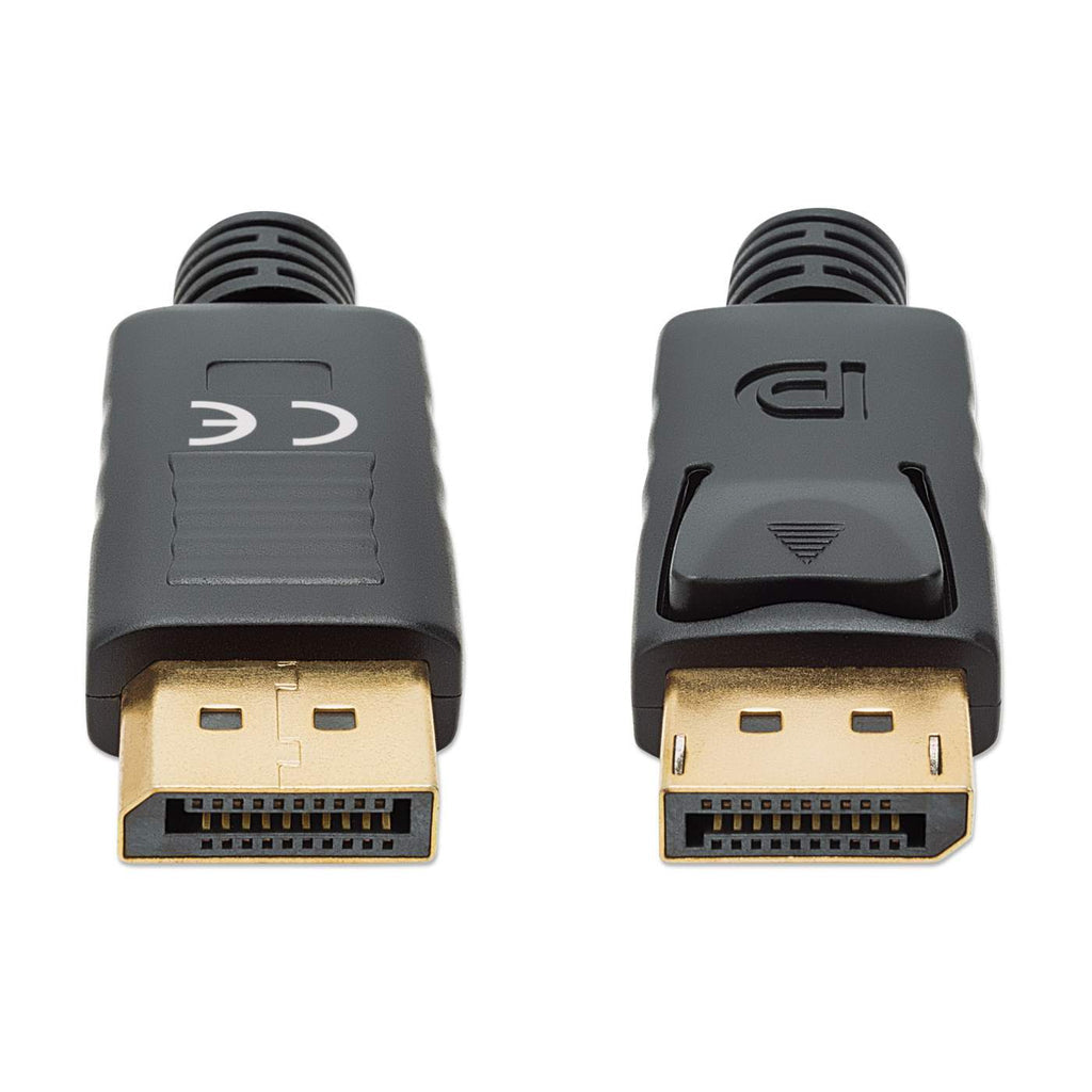Manhattan Cable DisplayPort 1.4, 8K@60 Hz, 2 m, compatible con 8K, 4K y 1080p, macho a macho, con pestañas de bloqueo, totalmente apantallado, negro, garantía de por vida, equivalente a DP14MM2M Cable Derecho Derecho Oro 1.4