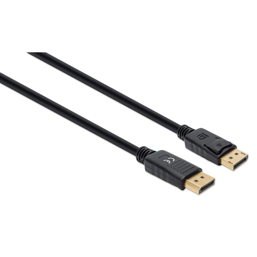 Manhattan Cable DisplayPort 1.4, 8K@60 Hz, 2 m, compatible con 8K, 4K y 1080p, macho a macho, con pestañas de bloqueo, totalmente apantallado, negro, garantía de por vida, equivalente a DP14MM2M Cable Derecho Derecho Oro 1.4