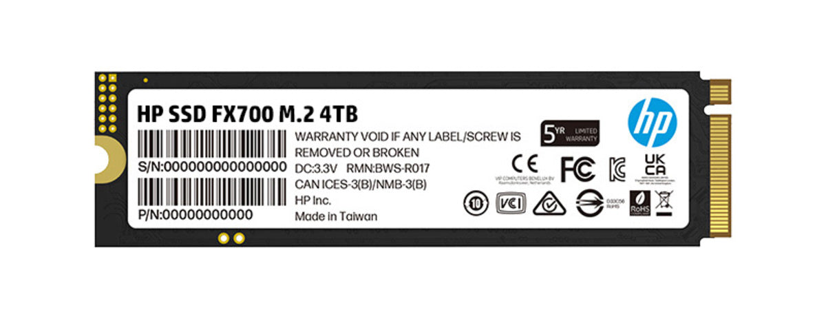 SSD M.2 HP FX700 4TB PCIe 7200/6200 Velocidad Lectura/Escritura (8U2N7AA)