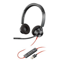 HP Poly Auriculares estéreo Poly Blackwire 3320 con certificación Microsoft Teams USB-C + Adaptador USB-C/A Auriculares Auriculares Diadema Binaural Negro
