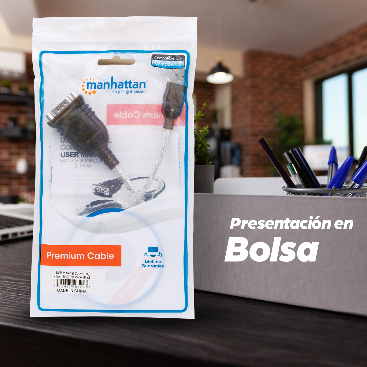 Manhattan Convertidor USB-A a serie (RS232/COM/DB9), 45 cm, macho a macho, chip Prolific PL-2303RA, negro/plata, 3 años de garantía, equivalente a ICUSB232V2 Cable Negro, Transparente 0,45 m USB A Serial/COM/RS232/DB9