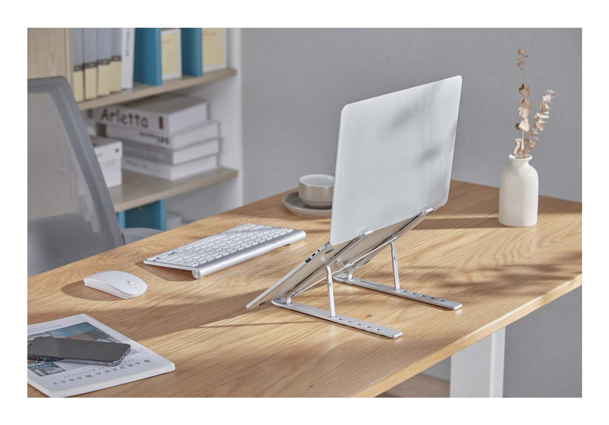 Manhattan 462600 Laptop Soporte para ordenador portátil Aluminio Aluminio, Silicona, Acero 39,6 cm (15.6")
