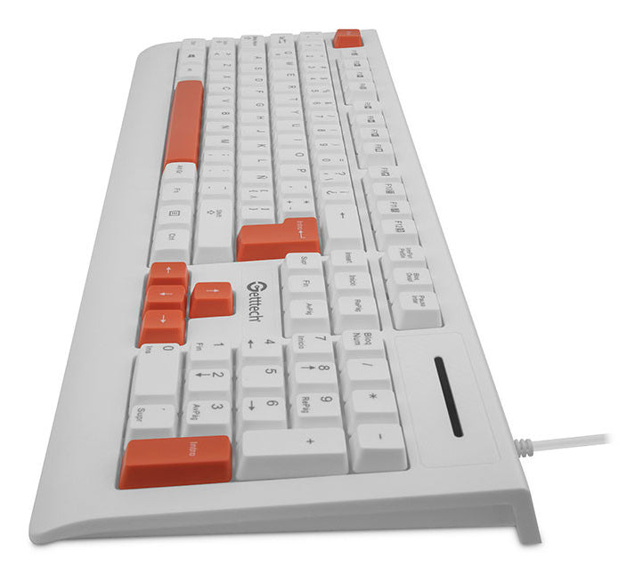 Getttech GGK-ESMWR-02-WH teclado Universal USB Blanco, Tamaño completo (100%), Alámbrico