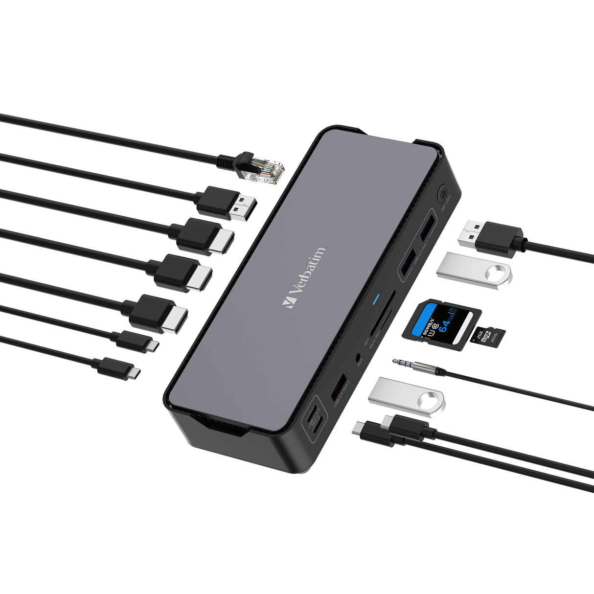 Verbatim CDS-15 Alámbrico USB 3.2 Gen 1 (3.1 Gen 1) Type-C Negro, Gris