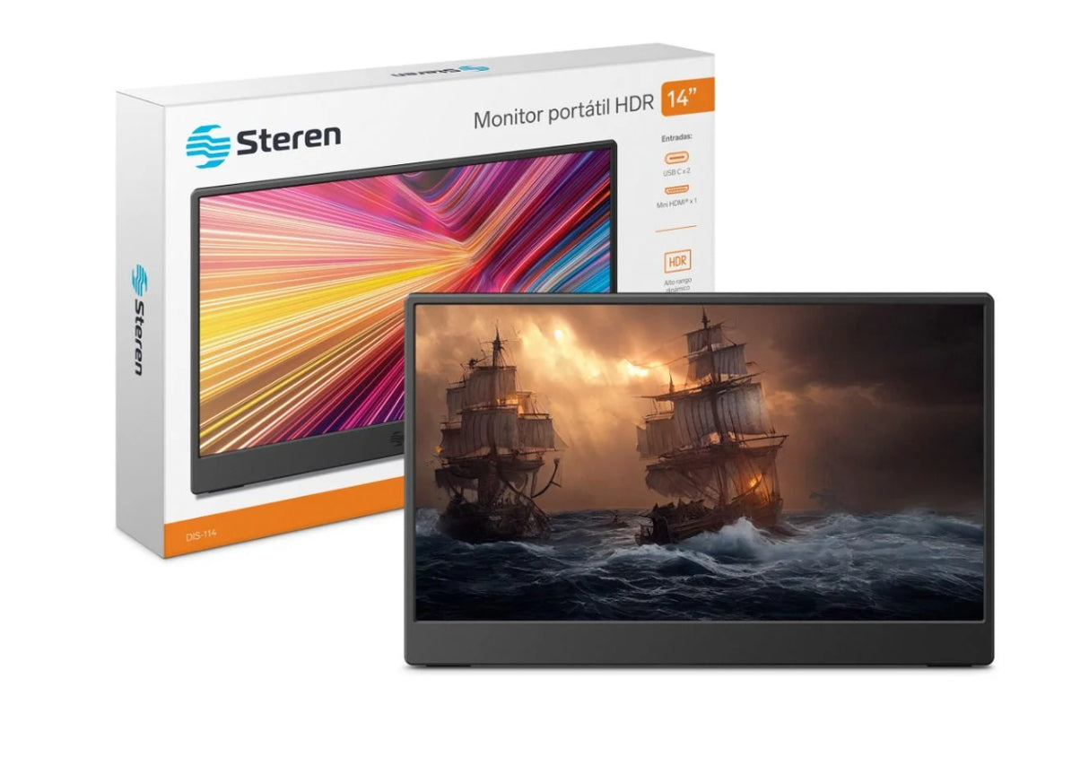Steren DIS-114 televisor y monitor portátil Negro 35.6 cm (14") LCD 1920 x 1080 Pixeles, IPS