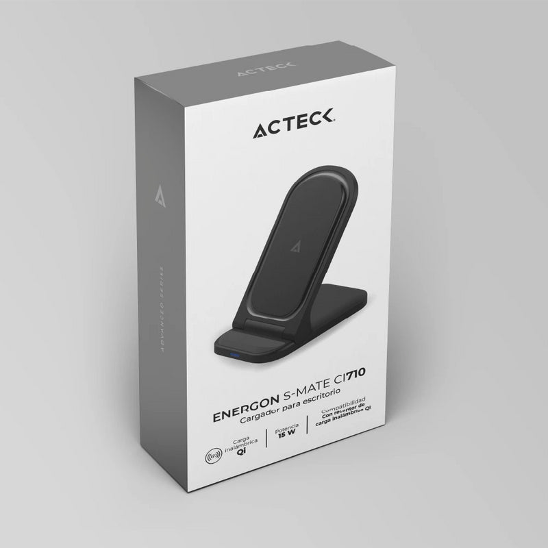 Cargador ACTECK de Escritorio Energon S-Mate CI710 Base Plegable+ Inalámbrica 15W / Para Smartphones / Negro