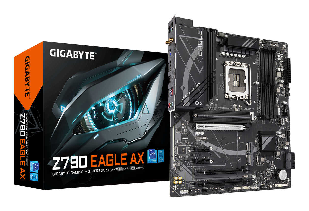 GIGABYTE Z790 EAGLE AX Placa base - Soporta CPUs Intel Core de 14ª generación, VRM digital de 12+1+1 fases, hasta 7600MHz DDR5 (OC), 3xPCIe 4.0 M.2, Wi-Fi 6E, LAN de 2.5GbE, USB 3.2 Gen 2 placas base Intel LGA 1700 1 LGA 1700