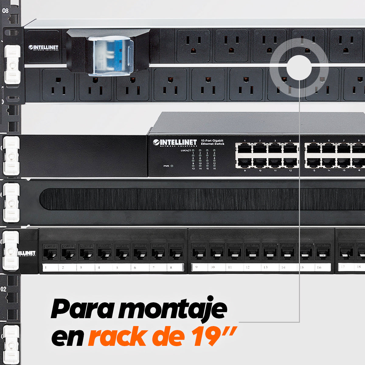BARRA INT PDU 15 CONT 2U PARA RACK/GABINETE