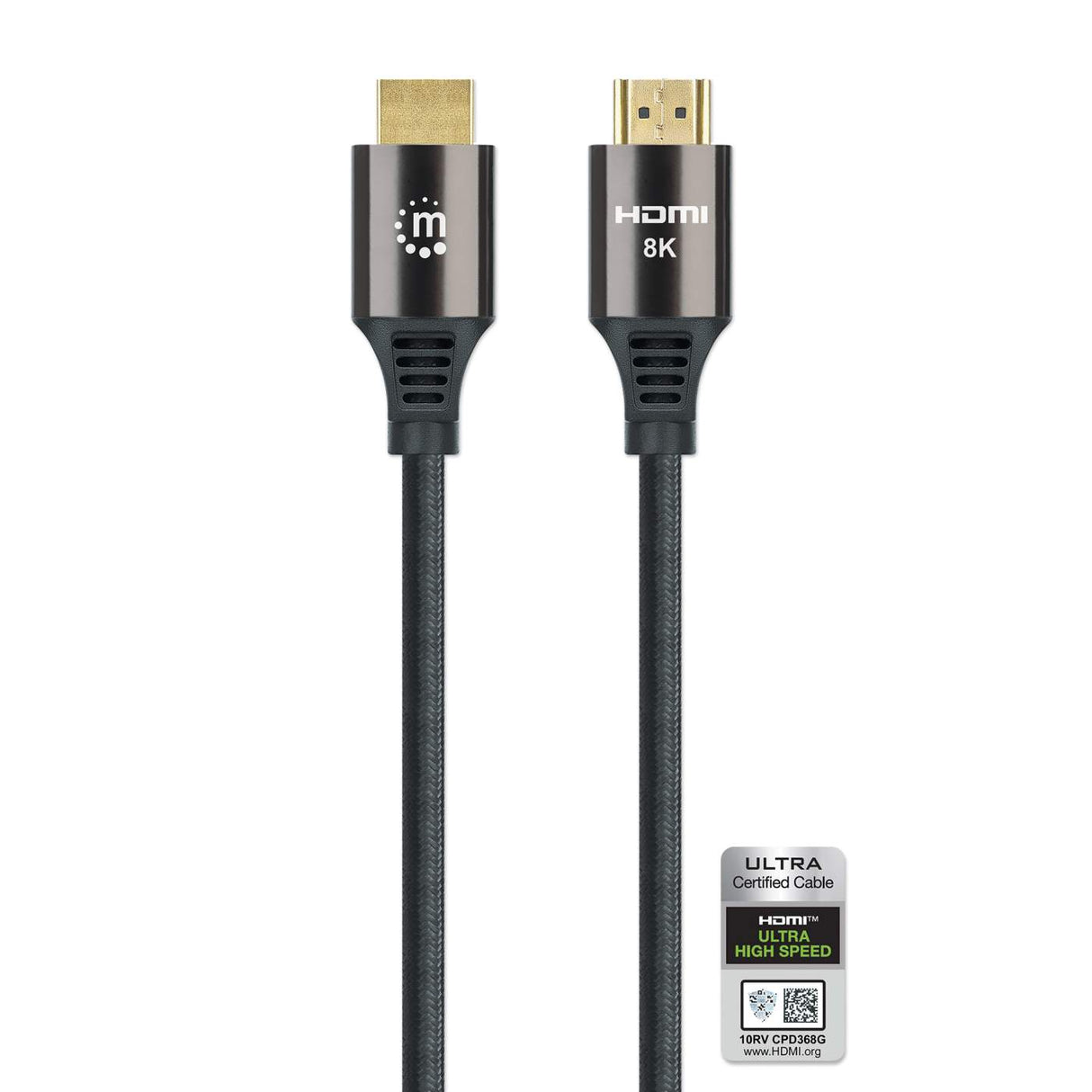 Cable Manhattan Hdmi Certificado Ultra Alta Velocidad 8K A 60Hz/4K A 120Hz C/Ethernet 3M Color Negro - 355957 FullOffice.com