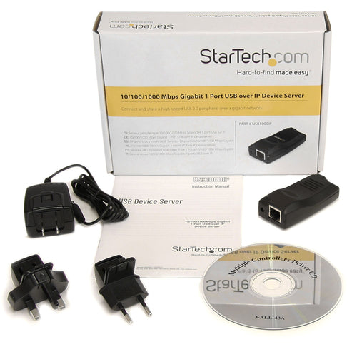 StarTech.com Servidor de Dispositivos 1 Puerto USB 2.0 Sobre Red Gigabit Ethernet con IP - Adaptador Conversor Tarjetas