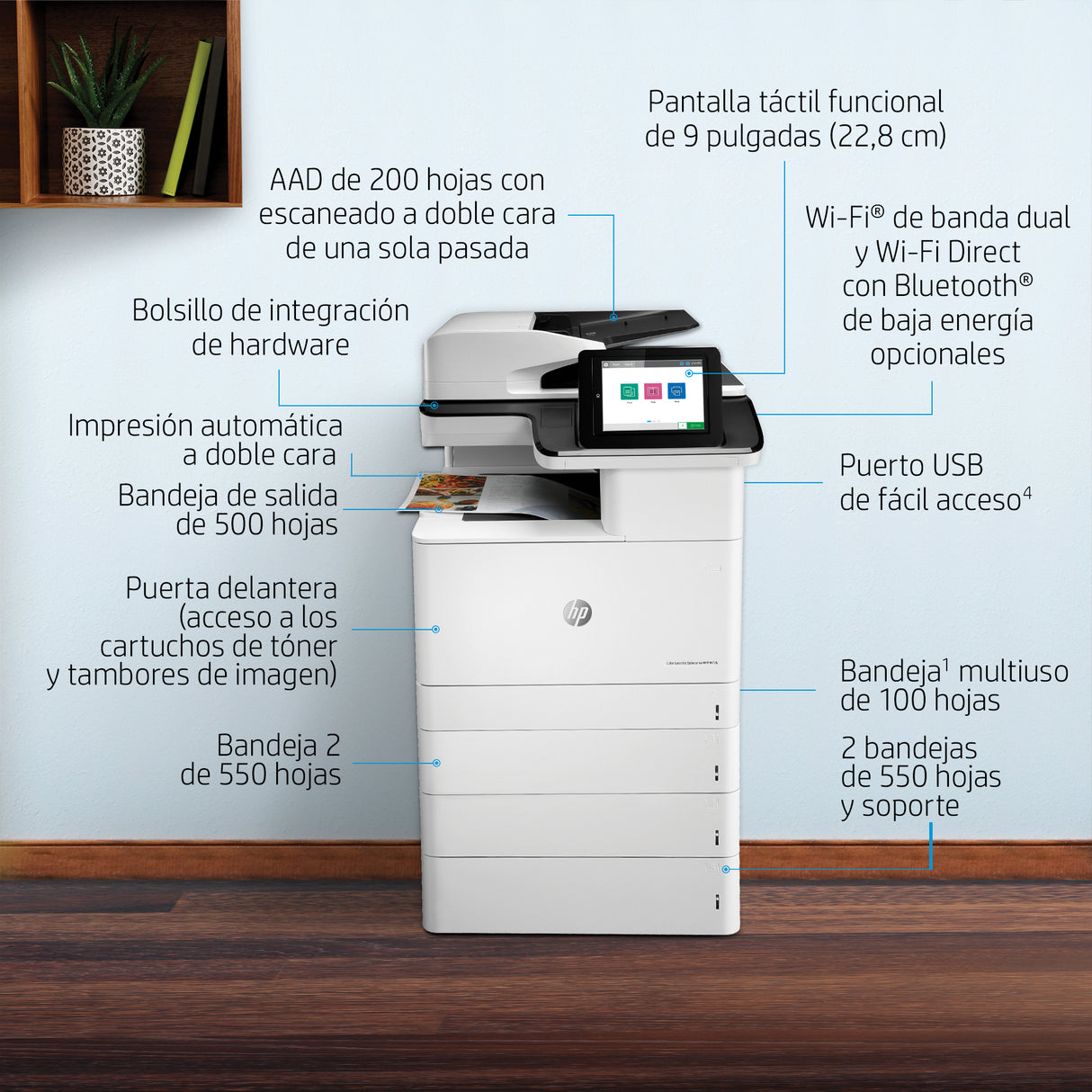 HP Color LaserJet Enterprise LaserJet Enterprise M776dn Multifunction Color Impresora, Ethernet solamente; Copiadora, escáner