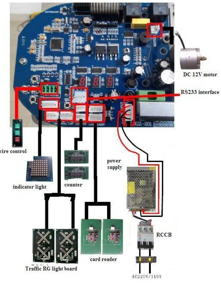 Tablero de Control para Torniquete Wejoin WJTS112/WJTA122 con Panel LED y Alimentación 12V