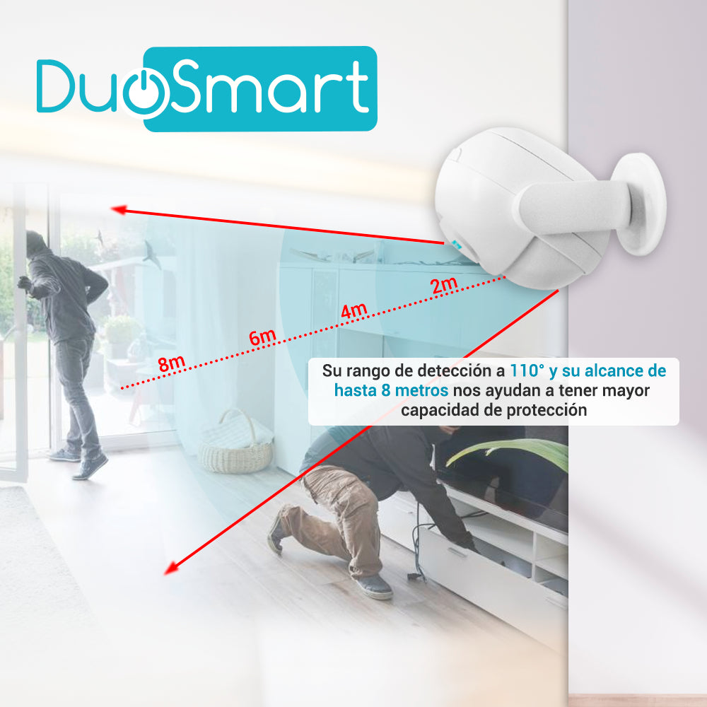 DuoSmart C10 detector de movimiento Sensor infrarrojo pasivo (PIR) Inalámbrico Techo/pared Blanco, 110°, 120 Db