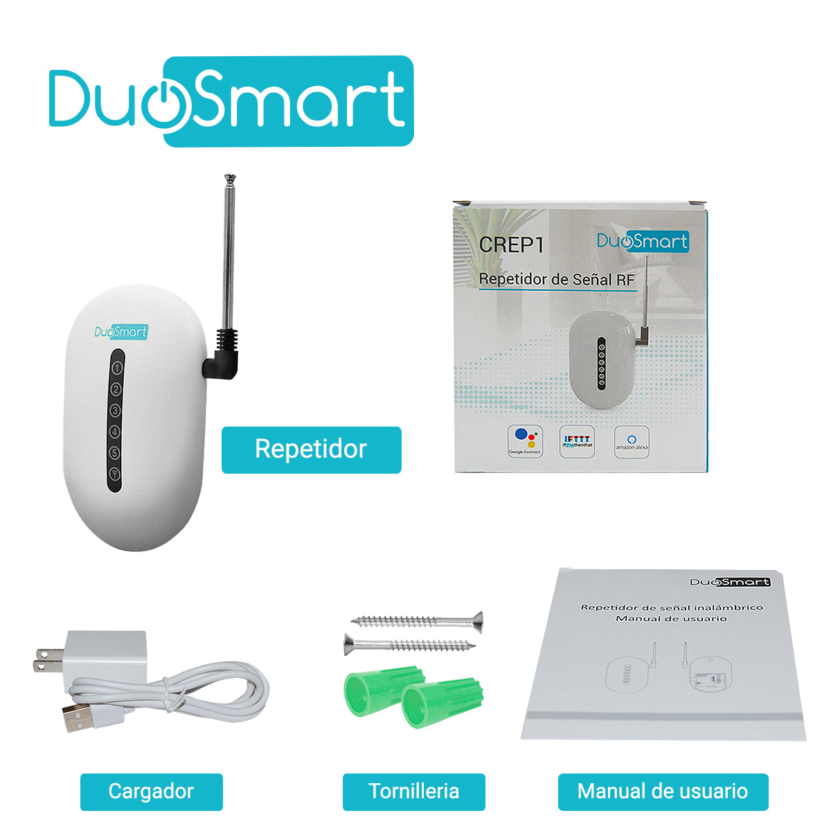 DuoSmart CREP1 transmisor repetidor de señal de alarma 433 MHz, Blanco, 500 mAh