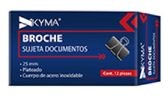 KYMA BSDOC-BIND-25MM pinza sujetapapel Acero 12 pieza(s)