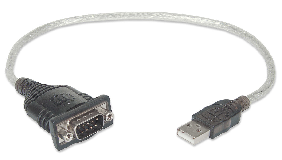 Manhattan Convertidor de USB a Puerto Serie Cable Negro, Transparente 0,45 m USB tipo A D-Sub (DB-9)