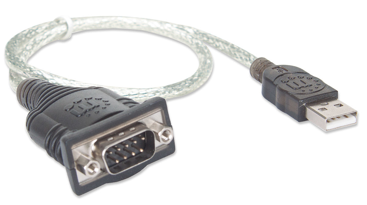 Manhattan Convertidor de USB a Puerto Serie Cable Negro, Transparente 0,45 m USB tipo A D-Sub (DB-9)