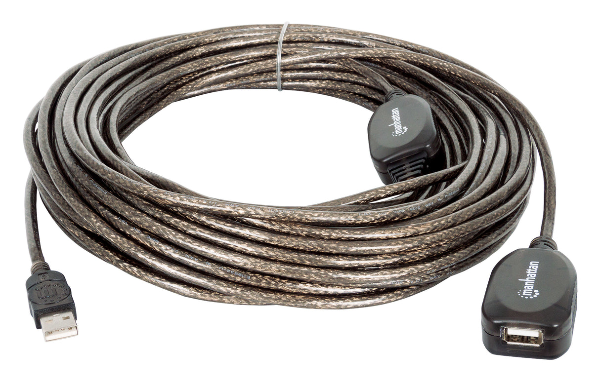 Manhattan Cable de Extensión Activa USB de Alta Velocidad, 0.48 Gbit/s, Negro