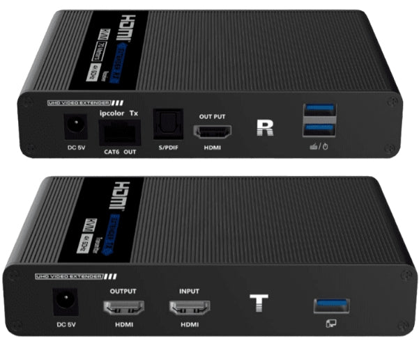 Extensor de Video HDMI sobre IP 4K 30 Hz hasta 70m en 1080p y 40m en 4K con Cat 6/6A/7, Cero Latencia, Soporta KVM, HDR,