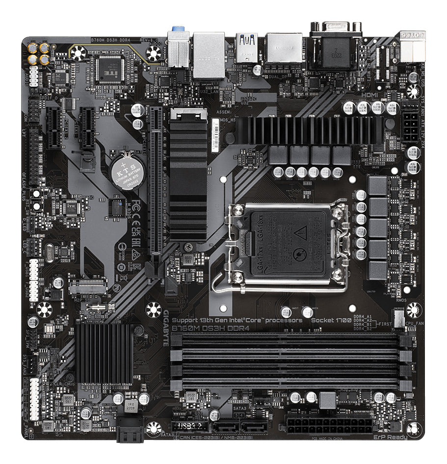 GIGABYTE B760M DS3H DDR4 Placa base - Soporta CPUs Intel Core de 14ª generación, VRM digital de 6+2+1 fases, hasta 5333MHz DDR4 (OC), 2xPCIe 4.0 M.2, LAN 2.5GbE, USB 3.2 Gen2 placas base Intel LGA 1700 LGA 1700 128 GB