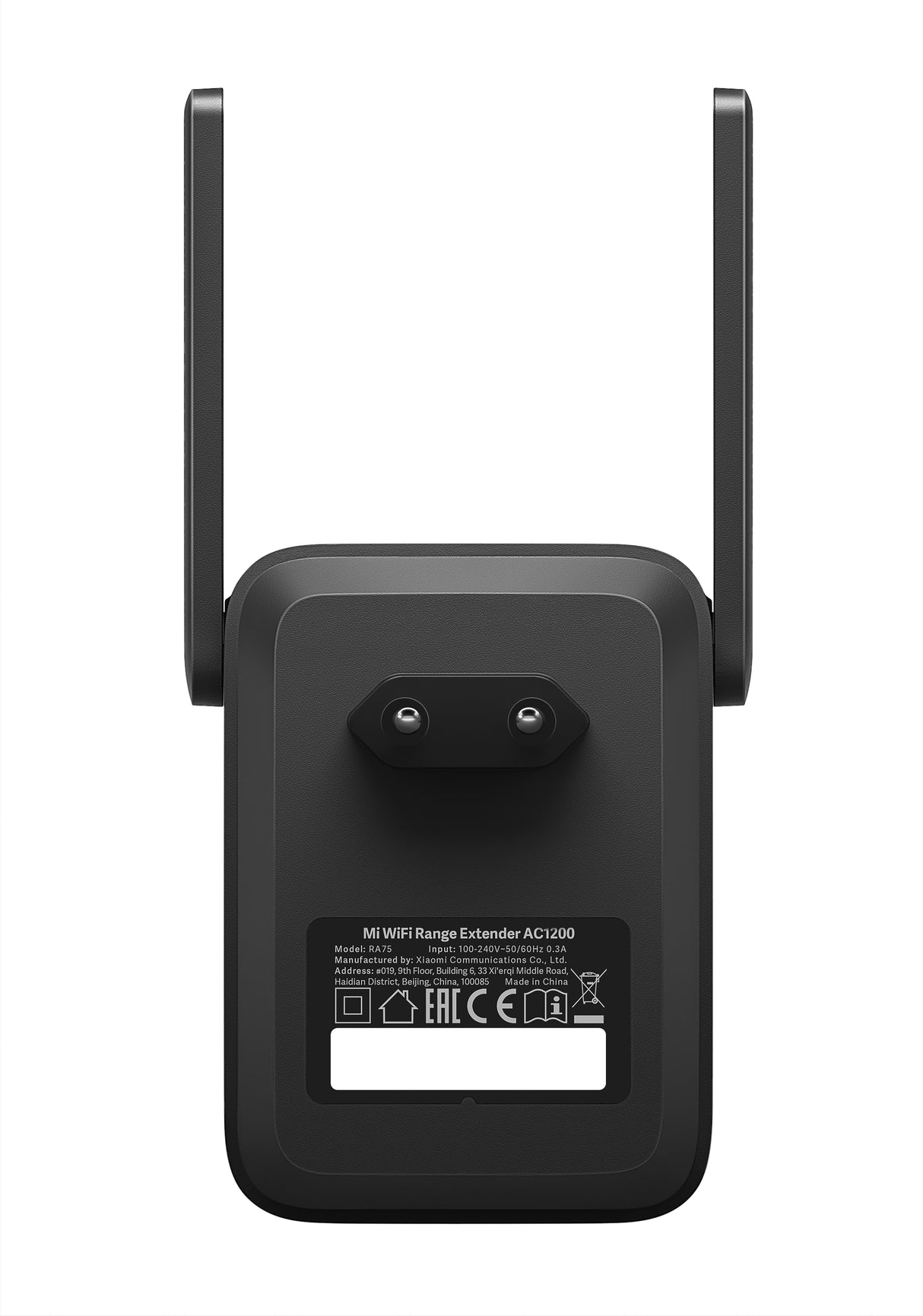 Xiaomi Mi WiFi Range Extender AC1200 Repetidor de red Negro 10, 100 Mbit/s, 867 Mbit/s, Externo, 20 - 23 dBmW