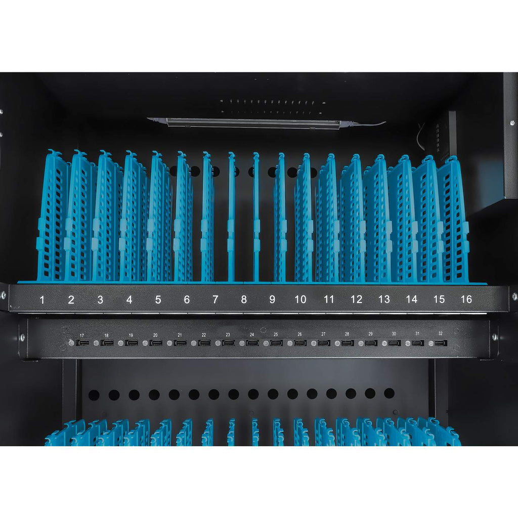Manhattan Carrito de carga UVC con 32 puertos USB-A y 32 tomas de corriente alterna Laptop Piso 38 mm 3 mm 28 mm