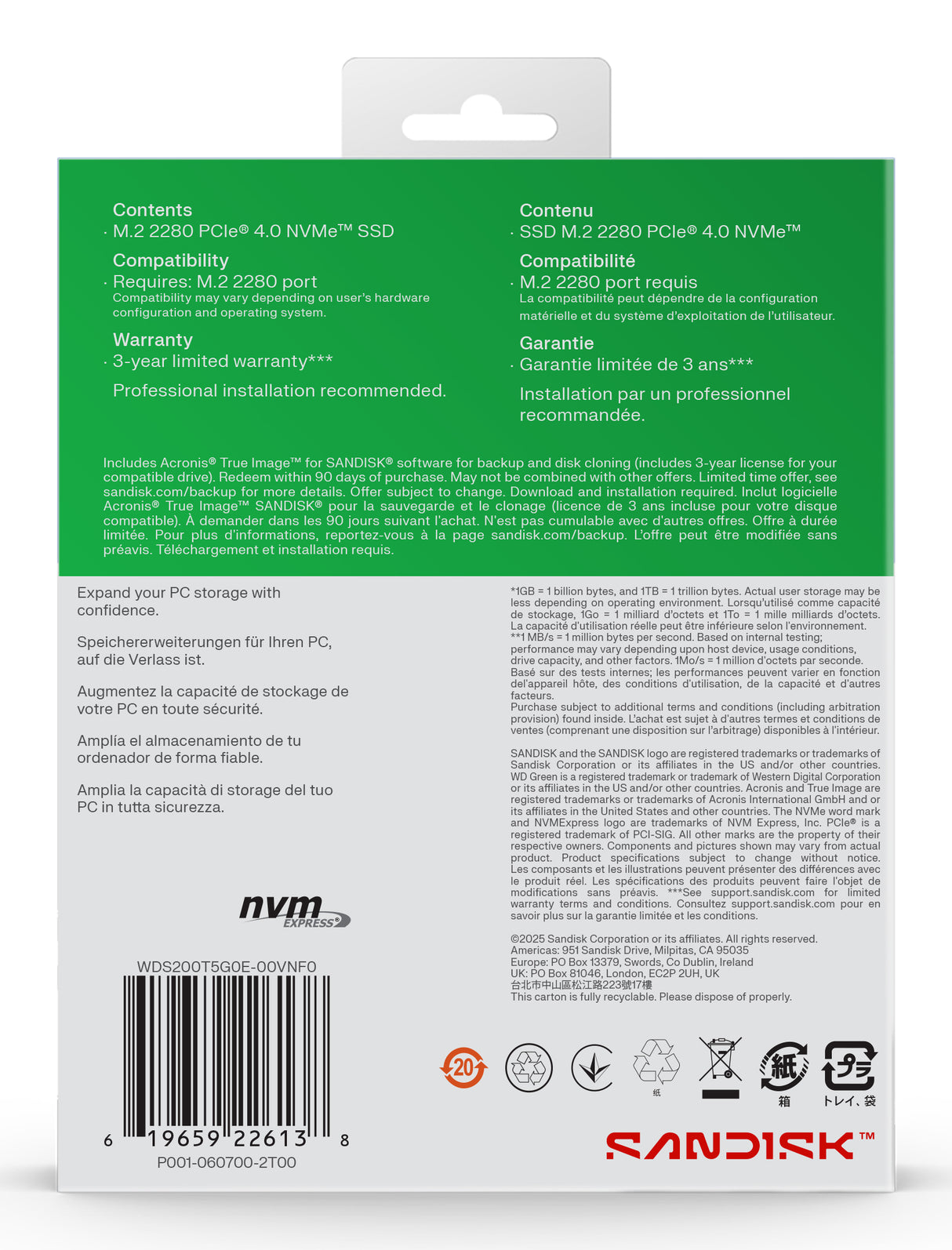 WD SSD Interno Green SN3000 2TB M.2 2280 NVMe PCIe Gen4, 5000 MB/s Lectura, 4200 MB/s Escritura