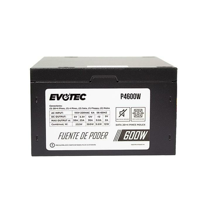 Evotec P4600W unidad de fuente de alimentación 600 W 24-pines ATX ATX Negro, 100 - 240 V, No modular