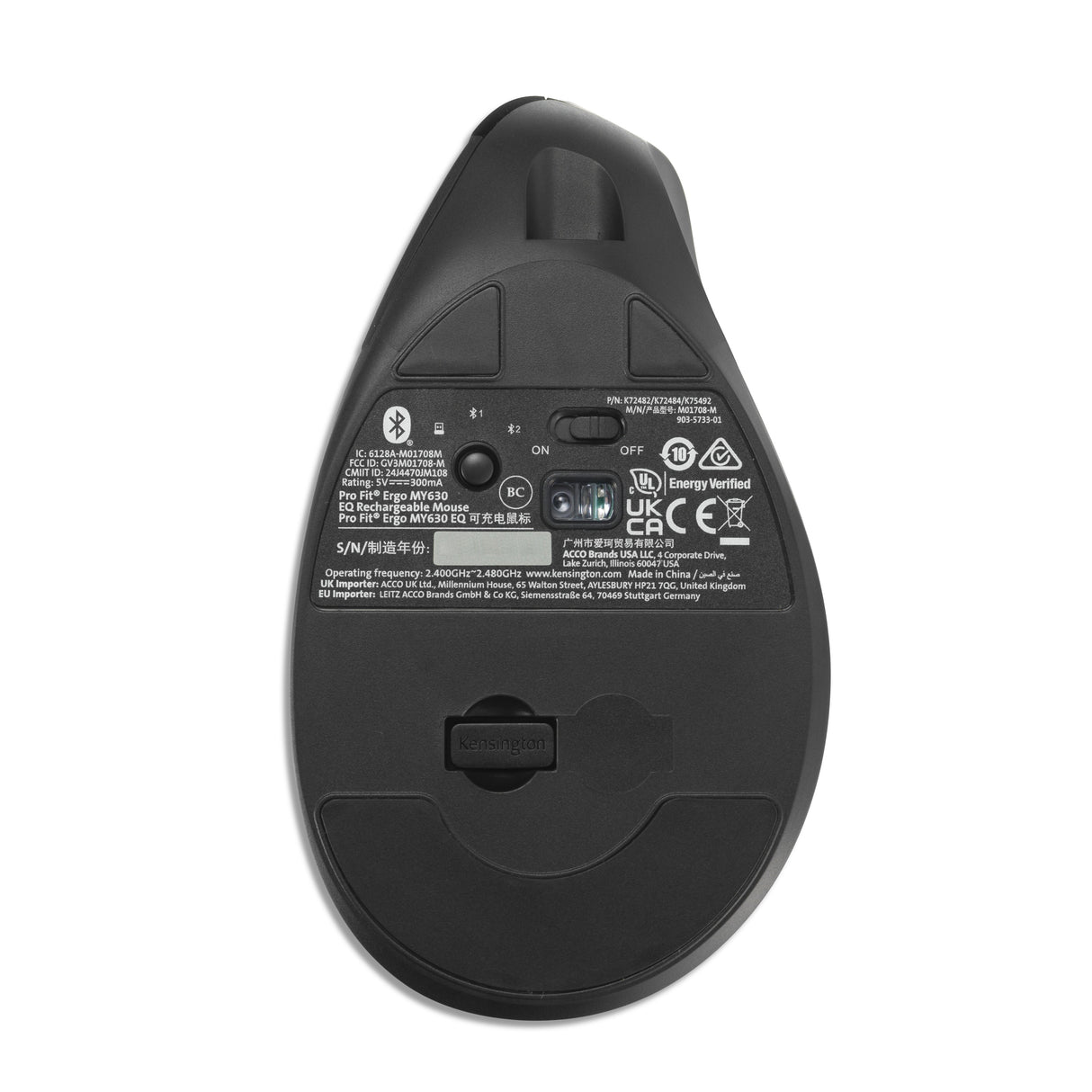 Kensington Pro Fit Ergo MY630 EQ Ratón 1 Oficina RF Wireless + Bluetooth 2400 DPI