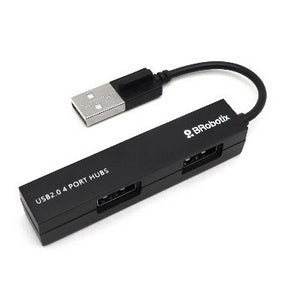 Hub USB V2.0 Compacto BROBOTIX 497677, 4 Puertos, 480 Mbit/s, Negro