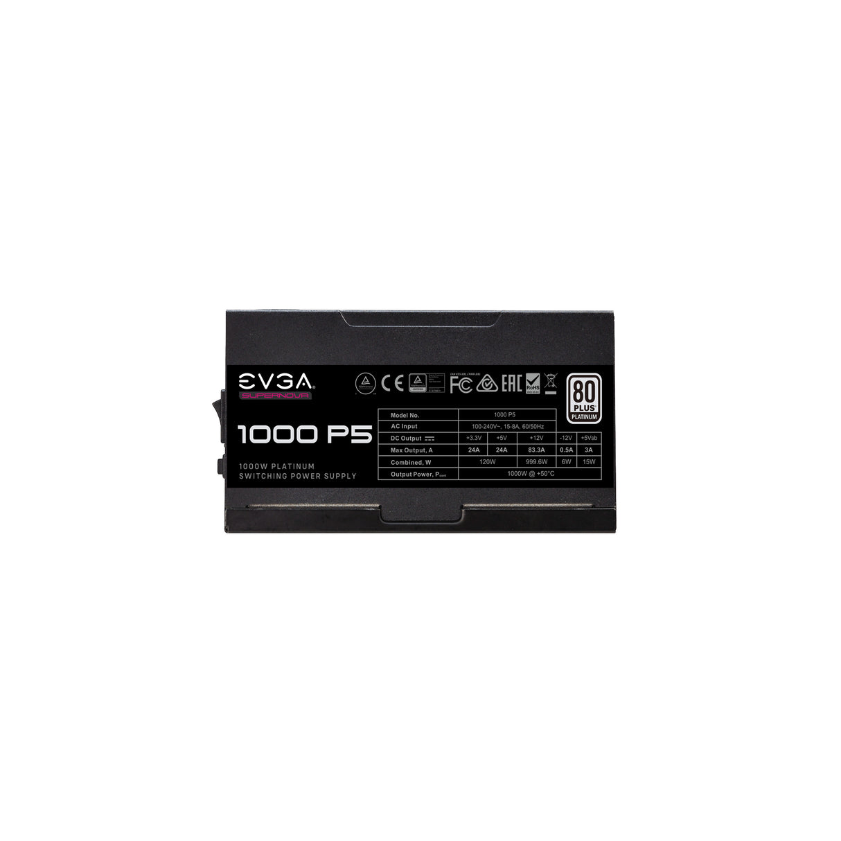 EVGA SuperNOVA 1000 P5 unidad de fuente de alimentación 1000 W 24-pines ATX Negro, 100 - 240 V, 120 W, 999.6 W