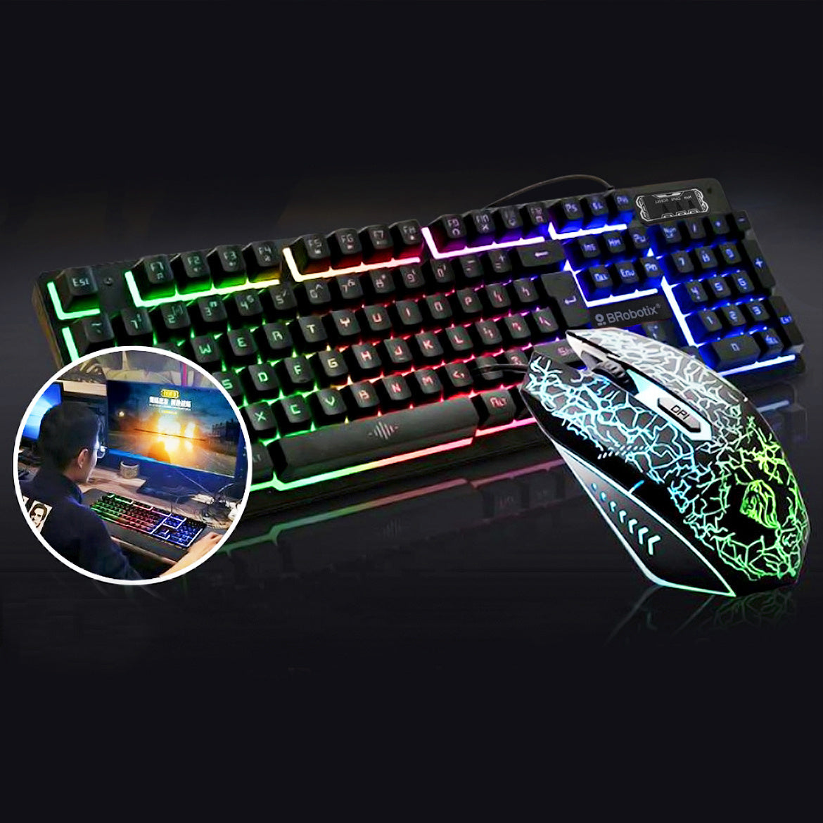 BRobotix 458977 teclado Ratón incluido Juego USB Negro