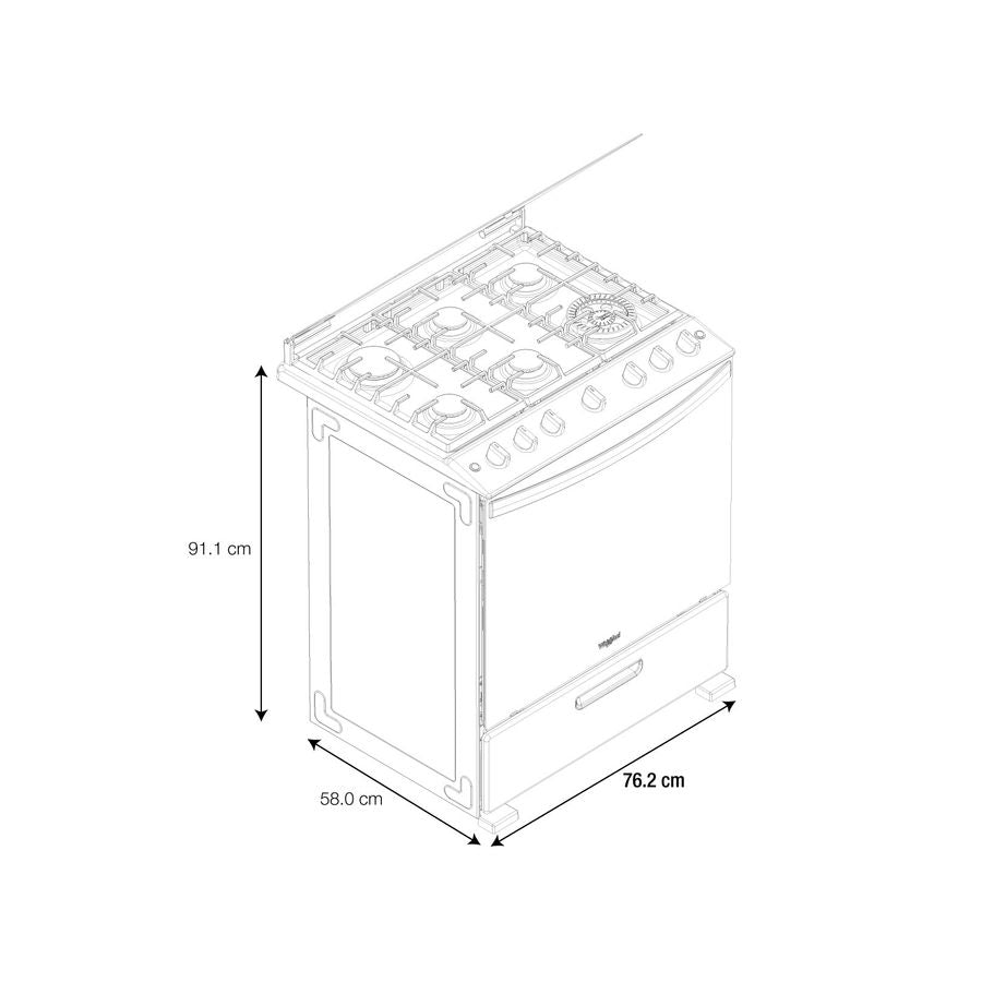 Whirlpool WFR5000D cocina Cocina independiente Gas Encimera de gas Gris