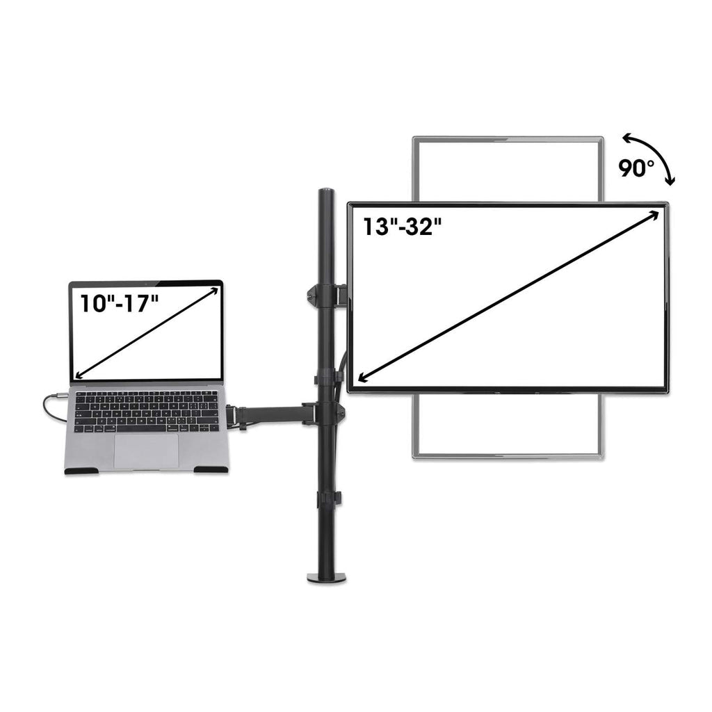 Manhattan Soporte para escritorio combinado con brazo para monitor y soporte para laptop Monitor Negro
