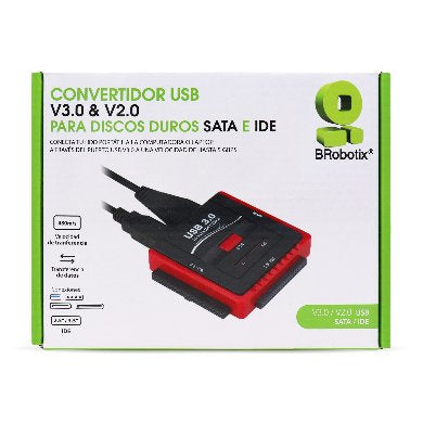 BROBOTIX Convertidor USB V3.0 a IDE/SATA 263809, Compatible con USB 3.0, Soporta SATA III