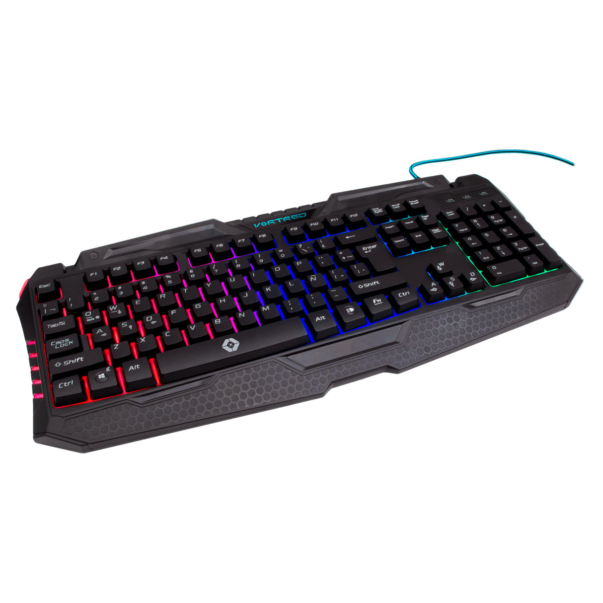 Perfect Choice V-930136 teclado Ratón incluido Juego USB Español Negro, Alámbrico, LED RGB