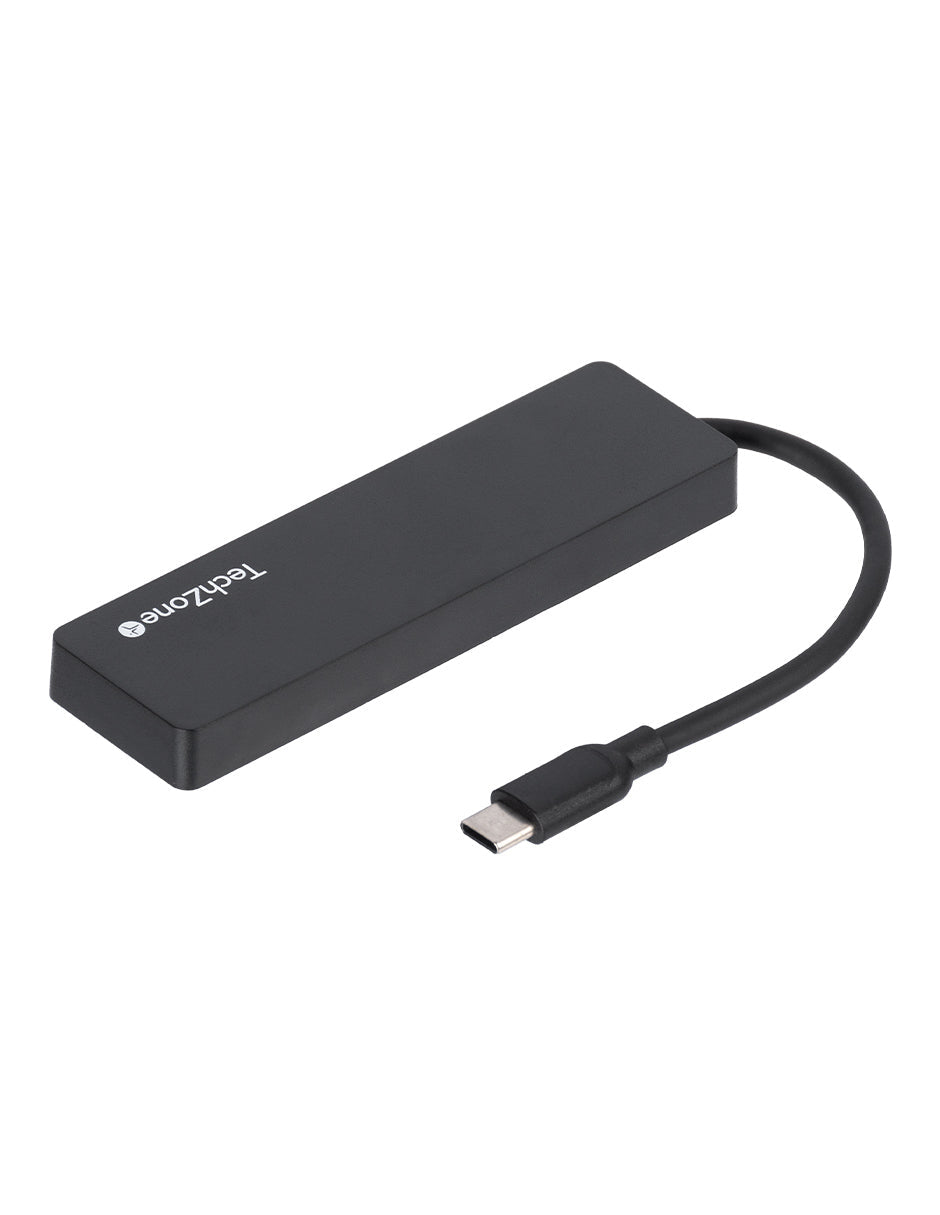 TechZone Connect HUB 3.0 USB 3.2 Gen 1 (3.1 Gen 1) Type-C 500 Mbit/s Negro, Acrilonitrilo butadieno estireno (ABS)